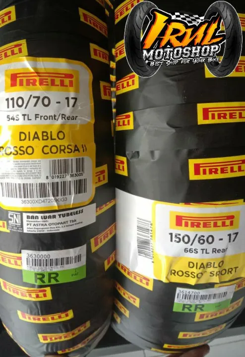 Paket Ban Tubeless Pirelli Diablo Rosso Corsa 2 110/70-17  Diablo Rosso  Sport 150/60-17 CBR, R15, Ninja, GSX | Lazada Indonesia