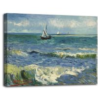 Msspart Seascape Near Les Saintes By Vincent Van Gogh,ภาพงานศิลปะสีน้ำมัน,12 "X16" ศิลปะบนผืนผ้าใบสำหรับติดกำแพงพิมพ์สำหรับห้องนอน,ห้องนั่งเล่น,ตกแต่งห้องน้ำ