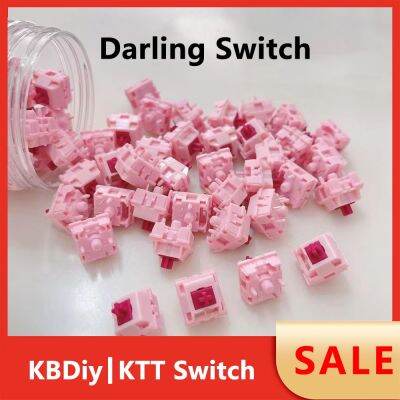 สวิตช์ KTT Darling สำหรับคีย์บอร์ดแบบกลไกสวิตช์สีชมพู DIY แบบกำหนดเอง5Pin เชอร์รี่ RGB POM เข้ากันได้กับสวิตช์ MX