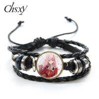 CHSXY Anime DARLING in the FRANXX Bracelet 02 Zero Two Figures Cartoon Buckle Multilayer Leather Bracelet For Fans Jewelry Gift