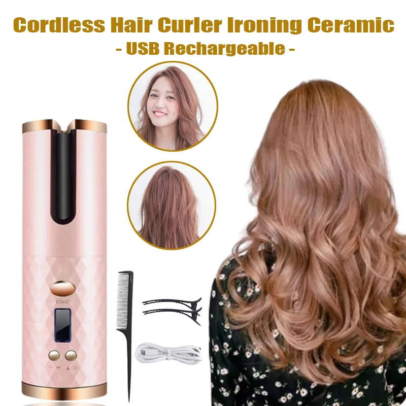 On Sale ] Automatic Hair Curly Roller Set Cordless Curly Hair Roller Iron  Wand Portable USB C Rechargeable Mermaid Curler Iron Hair Rollers For Women  Wave Hair Style Hair Curling.(Hair Comb+Hair