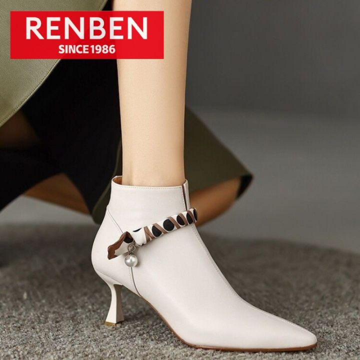 รองเท้าบูทแหลม-sepatu-boot-pendek-สไตล์ฝรั่งเศสรองเท้าบูทผู้หญิงส้นเข็มรองเท้าส้นสูง