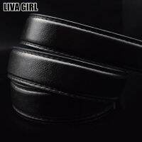Liva เรียบง่ายของเด็กผู้หญิงสีดำมีสไตล์สุดเท่สำหรับสุภาพบุรุษ,เข็มขัดอัตโนมัติเข็มขัดหนังเทียมมีสายคาดเข็มขัดรัดตัวสำหรับผู้ชายขนาด3.5ซม.