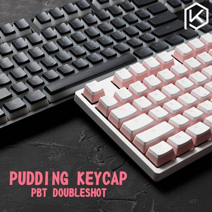 White Pudding Keycaps Black Keyboard 108 Key Pbt Oem White Pudding Keycap Pbt Aliexpress