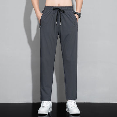 Feibi กางเกงขายาวผู้ชายสำหรับฤดูร้อนกางเกงลำลองผู้ชาย,ชุดชั้นในผ้าไหมระบายอากาศบางทรงหลวมสไตล์เกาหลี