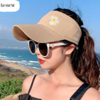 [hot]Women Hat Summer Embroidery Daisy Breathable Sun Hats Visor Hat Beach Hat Gorros Outdoor Sports Cycling Ponytail Baseball Caps