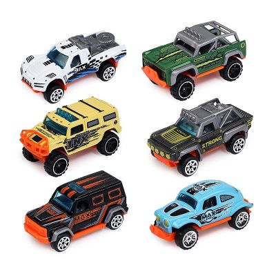 6 Piece Set Diecast 1:64 Alloy Car Model Toys Inertia Sliding Engineering Fire Truck Pickup Off-road Police Racing Car Kids Toys
