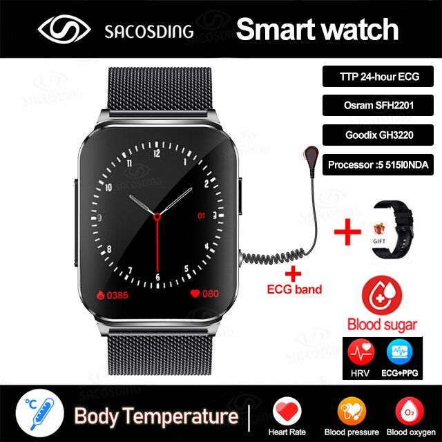 ep03น้ำตาลในเลือดสมาร์ทวอท์ช-ecg-hrv-น้ำตาลในเลือด-mmol-ความดันจอแสดงผลออกซิเจนสร้อยข้อมือสมาร์ทอุณหภูมิของร่างกายสายรัดข้อมือฟิตเนส
