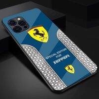 เคสสำหรับไอโฟนโทรศัพท์กันกระแทก Ferrari 14 /Pro/plus/Pro Max/ 13/12/11-กระจกป้องกัน