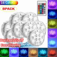 10 LEDs Submersible Lights 16-Color Underwater Light Swimming Pool Light IP68 Waterproof Night Lamp for Vase Pond Xmas Decor