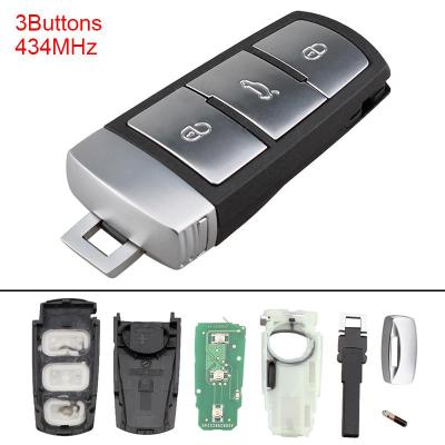 433/434MHz 3ปุ่ม Keyless Uncut Flip Smart Remote Key Fob พร้อมชิป ID48 3C0959752BA Fit สำหรับ V W Pa Ssat B6 3C B7 Magotan CC 2006-2011