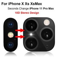 ฟิล์มเลนส์กล้องถ่ายรูปสำหรับ IPhone X/xs วินาทีเปลี่ยนฝาครอบแหวนป้องกันเป็น IPhone 11 Pro MAX หลังเลนส์กล้องถ่ายรูปฟิล์มอุปกรณ์ป้องกันเลนส์