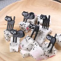 Mini Cartoon Black Cat Fruit Fork Party Decor Cute Snack Cake Dessert Food Fork Bento Lunches Toothpick 6pcs/pack