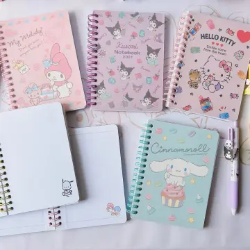 A5 Sanrio Stationery Book Mymelody Kuromi Cinnamoroll Kitty Cartoon  Printing Coloring Page Loose-leaf Notebook Coil Book Notepat