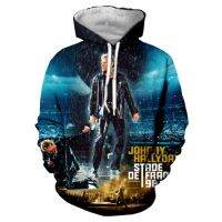 Sudadera con capucha con estampado 3D del cantante de Rock Johnny Hallyday para hombre, ropa de calle Unisex, Jersey divertido informal de moda Hip Hop