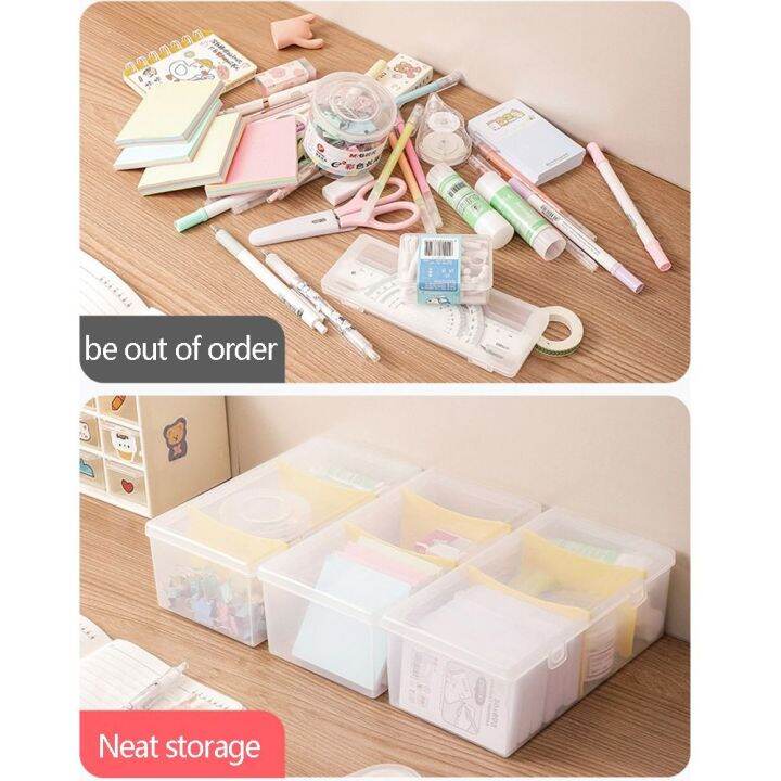 กล่องดินสอโปร่งใสใหม่-pan6303936269พร้อมช่องเก็บเทปสติ๊กเกอร์กล่องกล่องเก็บของอุปกรณ์สำนักงานโรงเรียนที่เก็บเครื่องเขียน