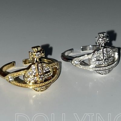Vivienne Westwood Ring ผู้หญิงอิ่มตัวเต็มเพชรออกแบบช่องแหวนแหวนปรับขนาดได้ยุโรปและอเมริกาข้ามชายแดนผลิตภัณฑ์ใหม่