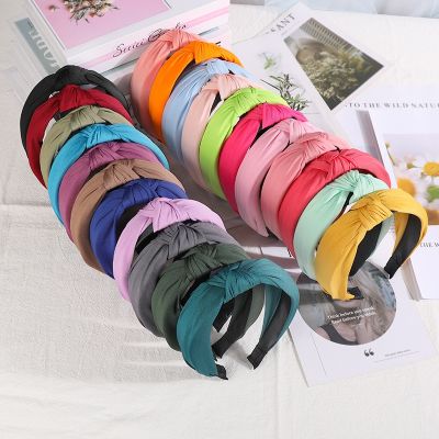 【YF】 New Solid Color Hair Band Headbands for Women Simple Knotted Hairband Wide Hoop Retro Makeup Headwear Accessories