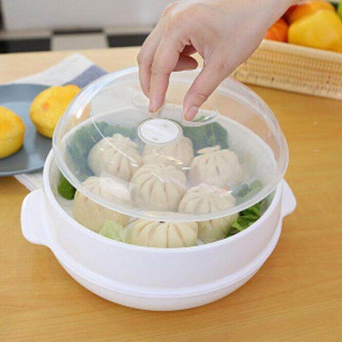Food Grade Safe Plastic Steam Baskets Microwave Oven Steamer Round