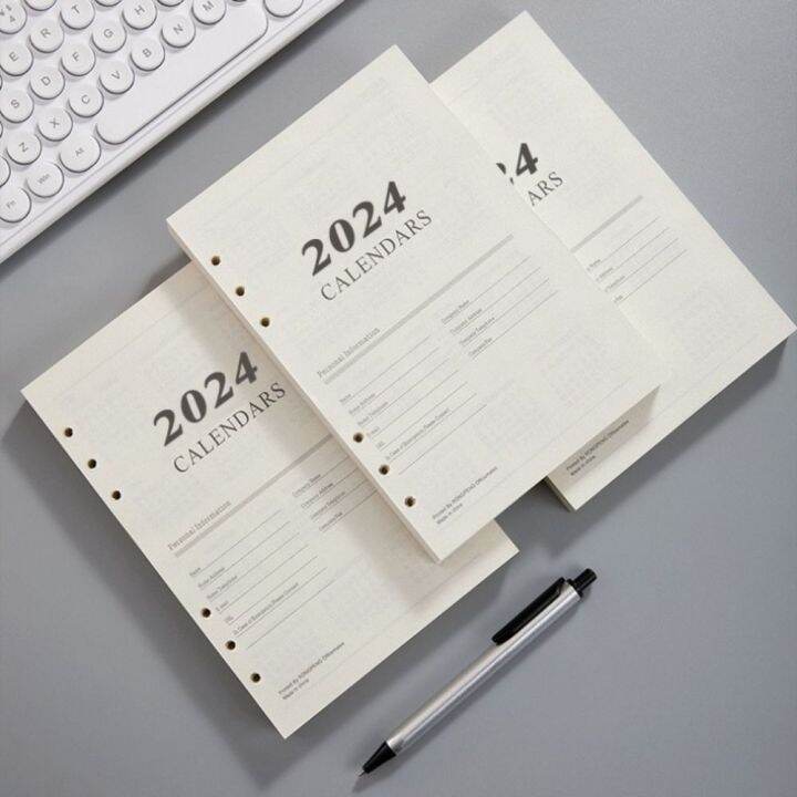 LAINE Schedule Planner 2024 Loose Leaf Notebook Refills Agenda
