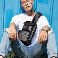 ◈✽ xing lu nan Leather pack bag chest Pack for Cool Men Crossbody Bag