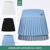 ผู้หญิงเกาหลีป้องกันการสัมผัสกอล์ฟ Skort ฤดูร้อนเอวสูงกอล์ฟจีบกระโปรงสุภาพสตรีเทนนิส Culotte ระบายอากาศเสื้อผ้ากีฬา S-XXL