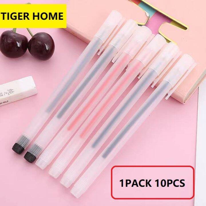 1pack 10pcs Transparent frosted gel pen 0.5mm bullet point fountain pen