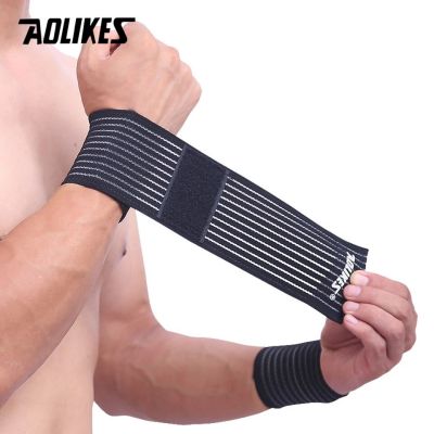 AOLIKES ผ้าพันแผลผ้าฝ้ายยืดหยุ่นสำหรับข้อมือสนับสนุนสายรัดข้อมือกีฬายิมมือจำนวน1ชิ้นข้อมือมีหลุม