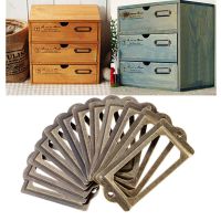 20 Pcs Antique Brass Iron Label Tag Handmade DIY Handle File Name Card Holder Pull Frame For Furniture Cabinet Drawer Box Case