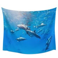 ✳ Sea Life Dolphin Tapestry Wall Hanging Fabric Hippie Beach Blanket Living Room Decor Bedroom Background Carpet Cloth Covering