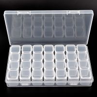 28 Cells Nail Art Storage Case 1xBOX Rhinestones Gems Clear Plastic Empty Container Profession Rhinestones Beads Organizer Box 1