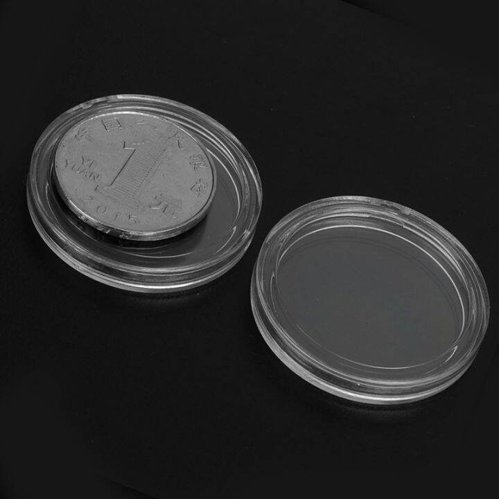 elegant-100pcs-18-20-21-22-26mm-plasticstransparent-รอบเหรียญกล่องแคปซูลเก็บเหรียญผู้ถือคอนเทนเนอร์-home-supplies