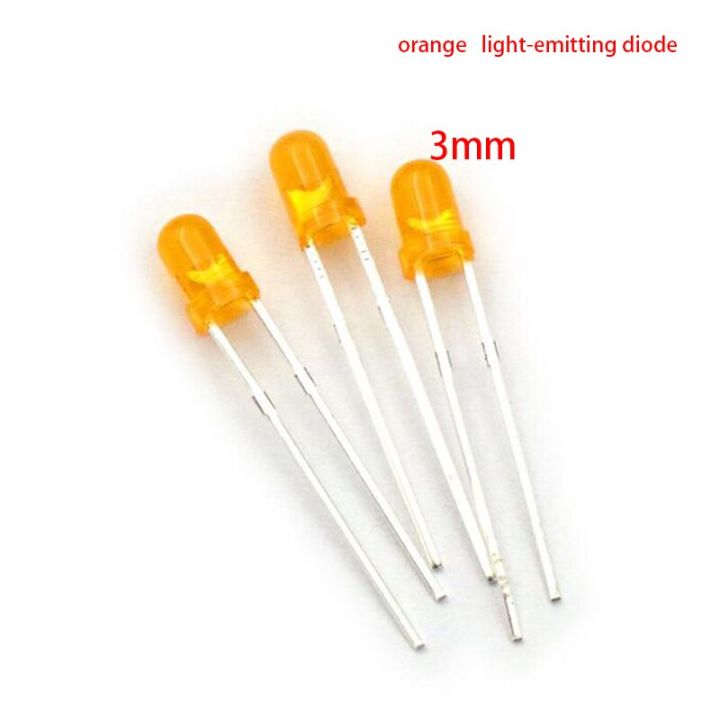 3mm-led-orange-light-emitting-diode-100pieces-lot-feet-long-16-18mm-electrical-circuitry-parts