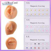 XIAHU 12pcs/Card ร้อนแรง ไม่เจาะ แม่เหล็ก ต่างหูแม่เหล็ก สตั๊ดกระดูกอ่อนหู tragus ลิป labret STUD แหวนจมูก