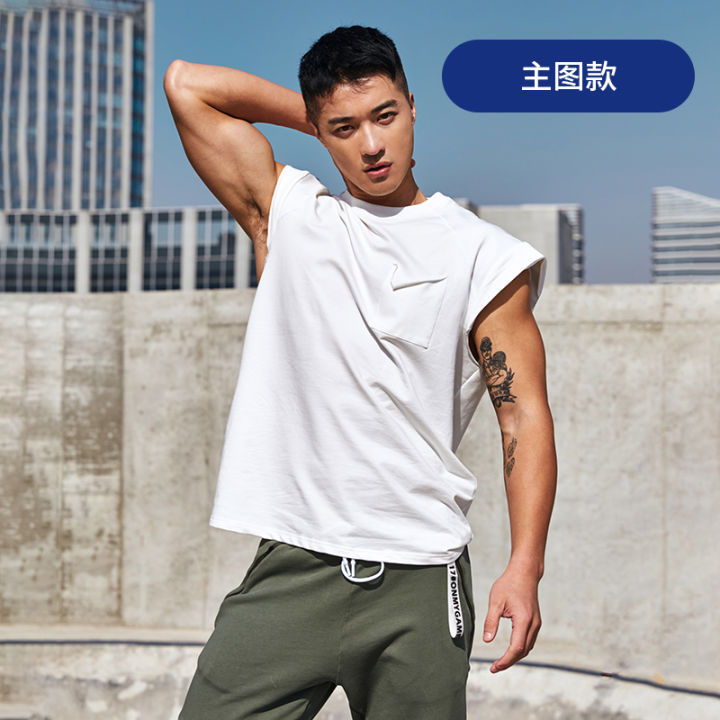 taobao-collection-เสื้อฟิตเนสผู้ชายเสื้อกล้ามออกกำลังกายผชเสื้อยืดแขนสั้นเสื้อกีฬาผชผ้าฝ้ายแท้แห้งเร็วแบรนด์ฮิต-omg