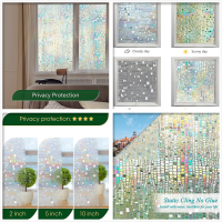 、‘】【【 Window Privacy Film Rainbow Window Clings 3D Decorative Vinyl Stained Glass Decals Static Cling Glass Sticker Non-Adhesive