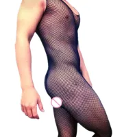 Catsuit Sexy Jumpsuit Women Fishnet Bodystocking Black Crotchless Spandex Bodysuit Plus Size Pajama Brand Porn Wear