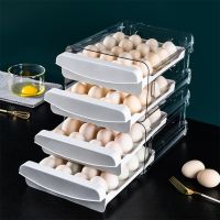 CW Double Layer Drawer Type Egg Holder Refrigerator Plastic Egg Storage for Fridge Holds 40 EggsKeeping Egg Box