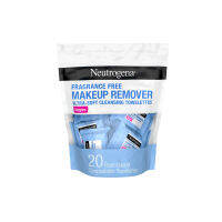 Neutrogena Fragrance-Free Makeup Remover Cleansing Towelette Singles Face Wipes  แผ่นเช็ดเครื่องสำอาง ขนาดพกพา 1 ห่อ 20 ชิ้น นูโทจีน่า