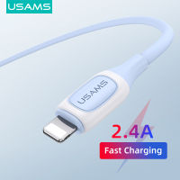 USAMS Lightning USB ชาร์จสายสำหรับ iPhone แบบสองสี2.4A 480Mbps สายส่งข้อมูล USB สายสำหรับข้อมูล iPhone 6สายสำหรับ iPhone/7/8 iPhone X XS XS Max/ iPhone 11 iPhone 12 /Iphone 13/14