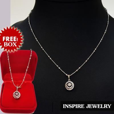 Inspire Jewelry ชุดเซ็ทจี้รูปเม็ดกลมดุ๊กดิ๊ก มีเพชรข้าง และฉลุอักษร LOVE งานจิวเวลลี่ ฝังเพชรCZ เพชรสวยเกรด AAA++ เพชรวิ้งเจิดจรัส size 1x1cm สร้อยคอ18 สามารถถอดเปลี่ยนจี้อื่นๆ ได้ งานดีไซด์ งานแบบร้านเพชร พร้อมกล่องกำมะหยี่สวยหรู