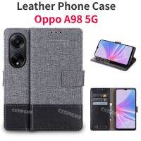 OppoA98 5G 2023แบบฝาพับเนื้อผ้าใบเคสหนังสำหรับ Oppo A98 98A A78 78A 78 98 OppoA78 5G ตัวยึดเคสโทรศัพท์แบบฝาพับหนังหรูฝาหลังเคสกันกระแทกมือถือ