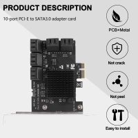 10 Port SATA 3.0 to PCIe X1 Expansion Card PCI Express SATA Adapter SATA3 6G Converter with Heatsink for Windows