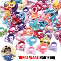 ❈▩◇ 10Pcs Kids Hair Ties Cute Girls Polka Dots Bow Hair Ring Rope Hair Accessories for Hair Rubber Bands Ponytail Holder Headdress