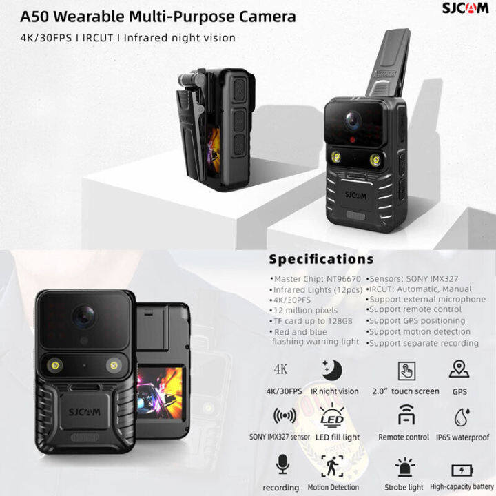 sjcam-a50-4k-1080p-กล้องติดตัวตำรวจ-police-body-camera-ถ่ายภาพในที่มืด-night-vision-laser-positioning-action-camera-extra-battery