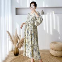 【DT】hot！ Fdfklak Floral Pregnancy Sleeve 2022 Maternity Gown Nursing Wear