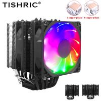 TISHRIC พัดลมระบายความร้อน CPU พัดลมท่อความร้อน4หมุด RGB เครื่องทำความเย็นสำหรับ Lntel LGA 1700 2011 1200 1150 1151 X79 X99 AM4 AM3 Fsiuong