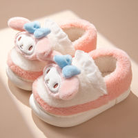 (ร้อน) Kawaii Sanrio คิตตี้ Mymelody Cinnamoroll รองเท้าแตะตุ๊กตาน่ารักอะนิเมะรองเท้าแตะหนาอบอุ่นรักษาบ้านนุ่มรองเท้าฤดูใบไม้ร่วงฤดูหนาว