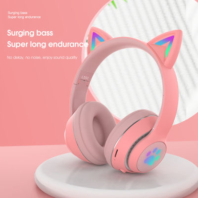 Bluetooth-compatible5.0หูแมว3มิติความหน่วงต่ำหูฟังไร้สายความแม่นยำสูง Headset Gaming Stereo สำหรับการเล่นกีฬา