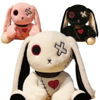 Dark Devil กระต่ายสีดำ Plush ของเล่น Cross Eyes Punk Lolita กระต่ายสีชมพูตุ๊กตาสัตว์ Broken Heart เย็บ Rag ตุ๊กตาสาว Gift